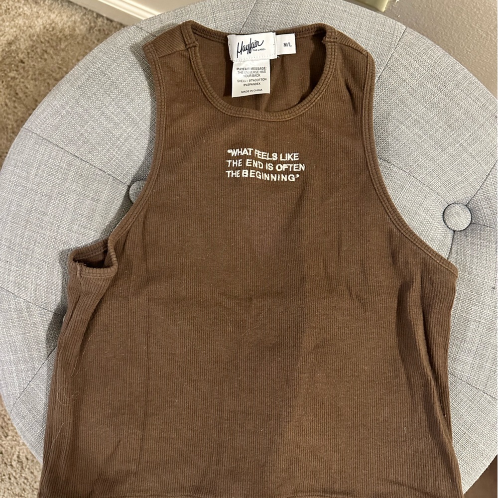 Vamp Boutique Ribbed Brown Tank Top